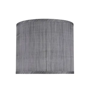 # 31015 Transitional Hardback Drum (Cylinder) Shape Spider Construction Shade in Grey & Black, 12" wide (12" x 12" x 10")