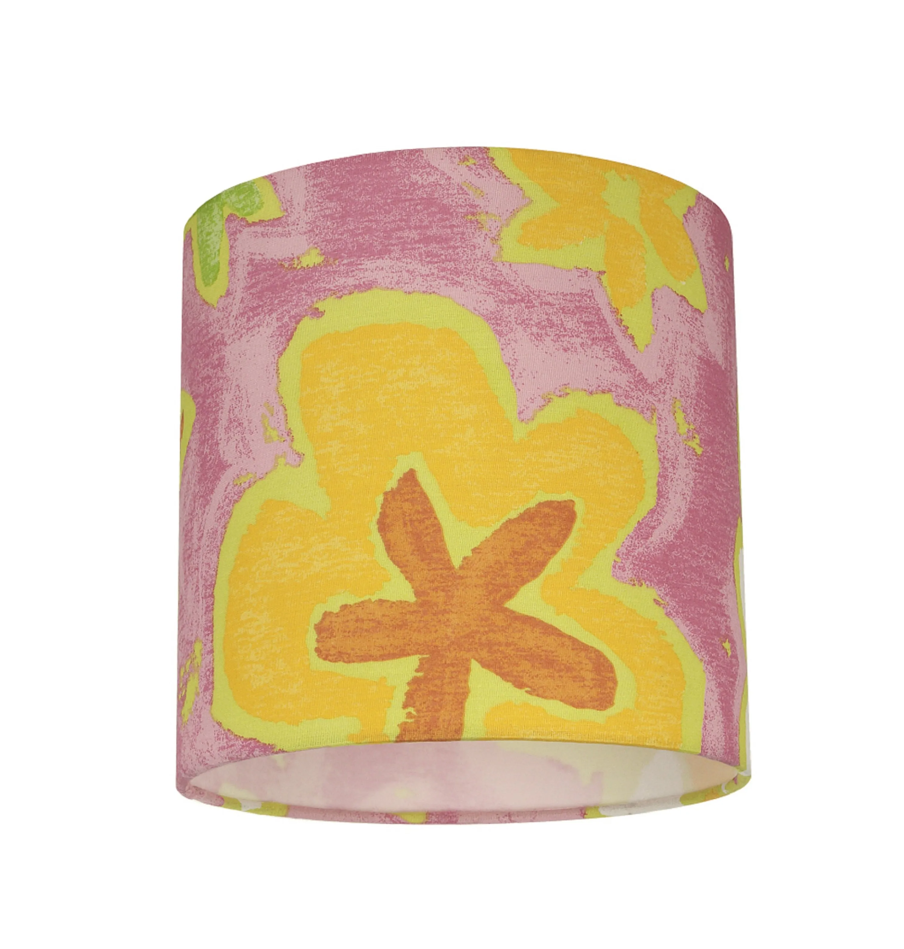 # 31061 Transitional Drum (Cylinder) Shaped Spider Construction Lamp Shade in Pink with Flowers, 8" wide (8" x 8" x 8")