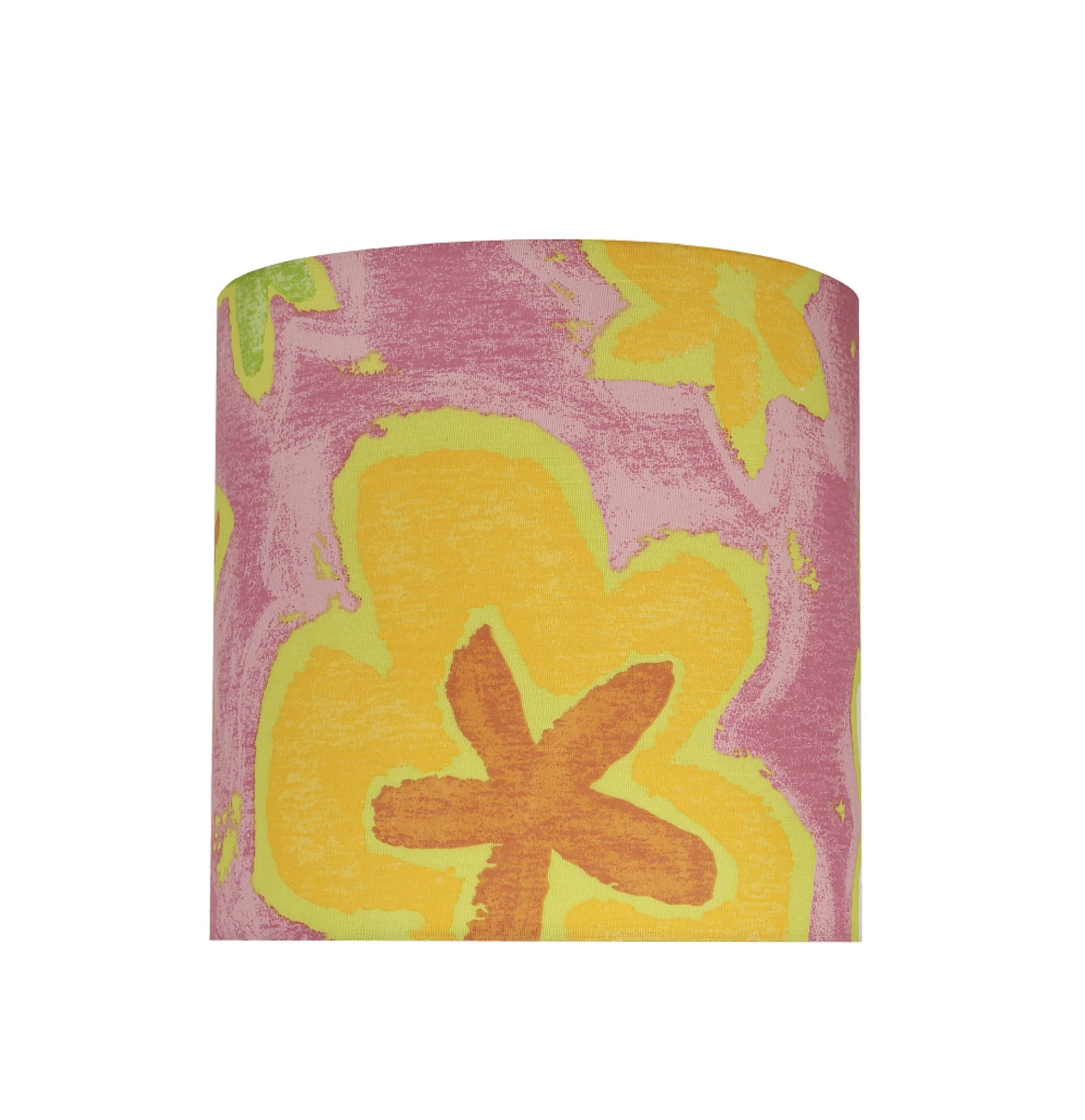# 31061 Transitional Drum (Cylinder) Shaped Spider Construction Lamp Shade in Pink with Flowers, 8" wide (8" x 8" x 8")
