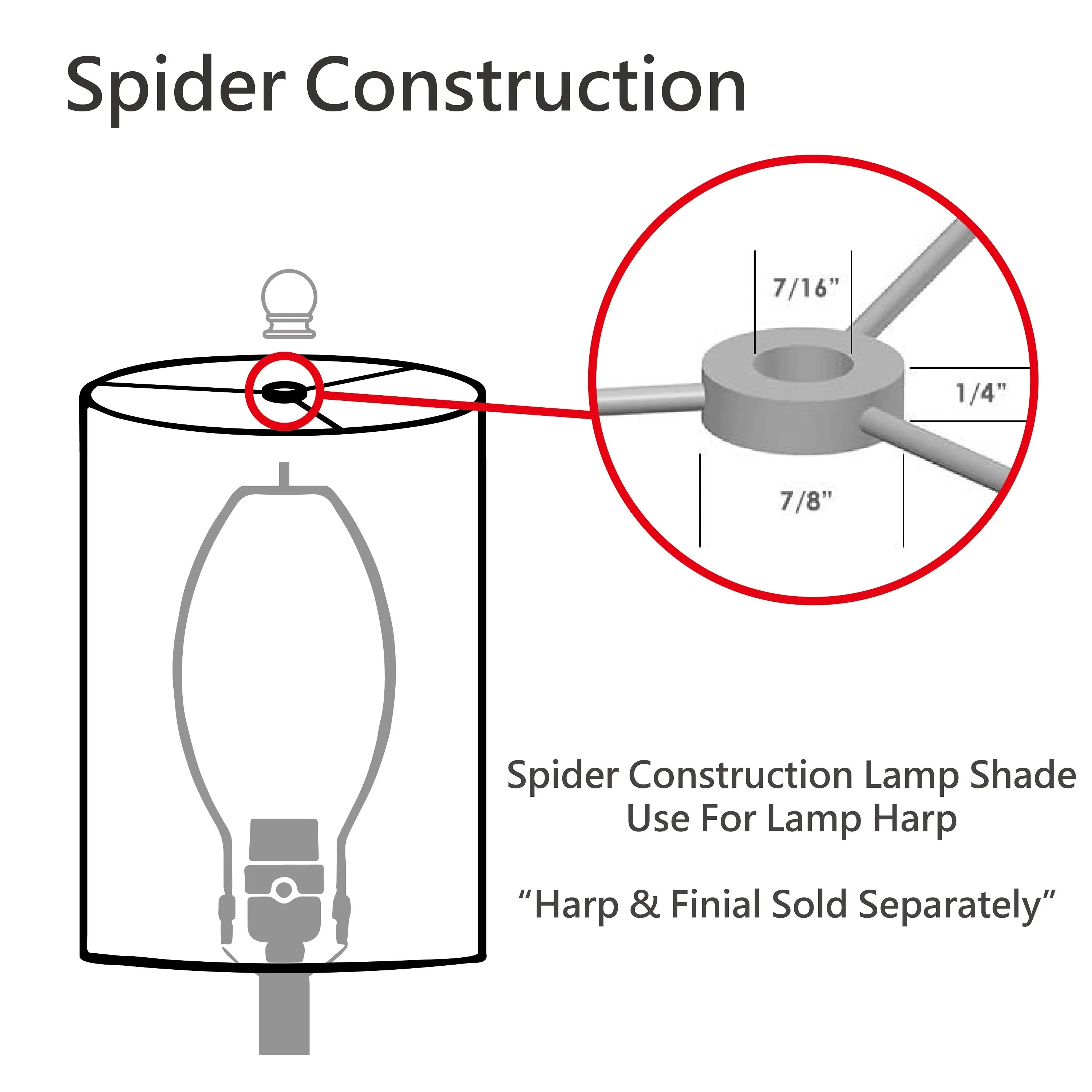 # 32891 Transitional Hardback Empire Shaped Spider Construction Lamp Shade in White, 12" wide (7" x 12" x 12 1/2")