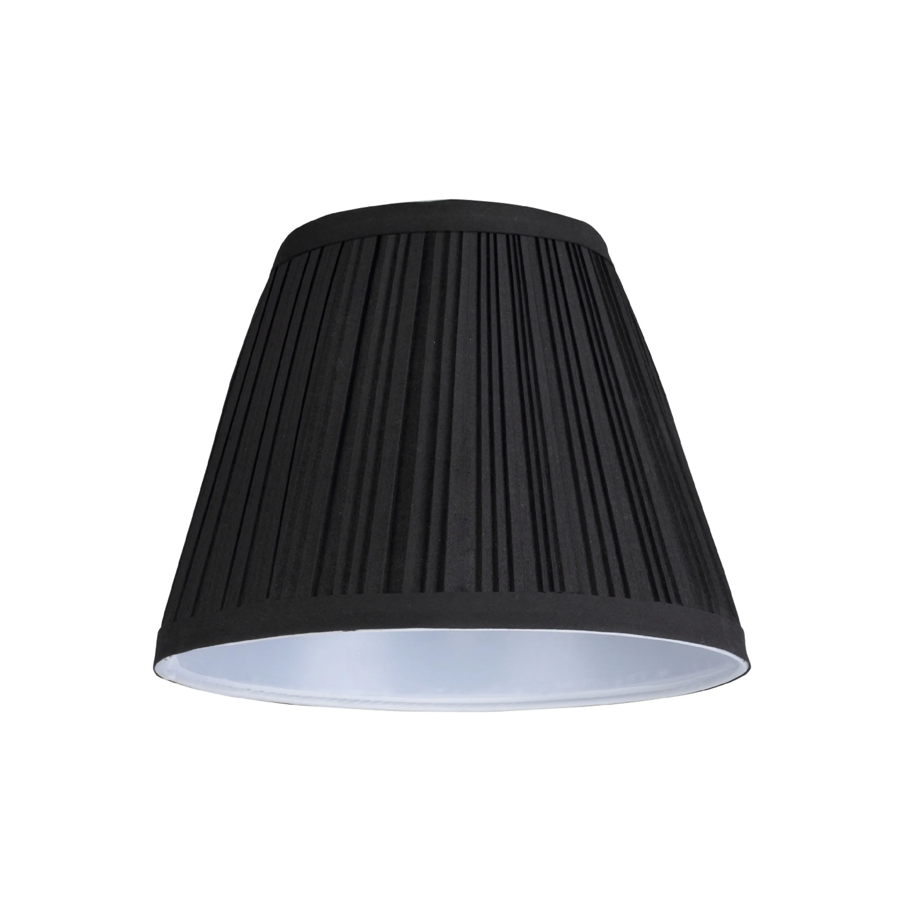 # 33005  Transitional Pleated Empire Shape Spider Construction Lamp Shade in Black Tetoron Cotton Fabric, 9" wide (5" x 9" x 7")