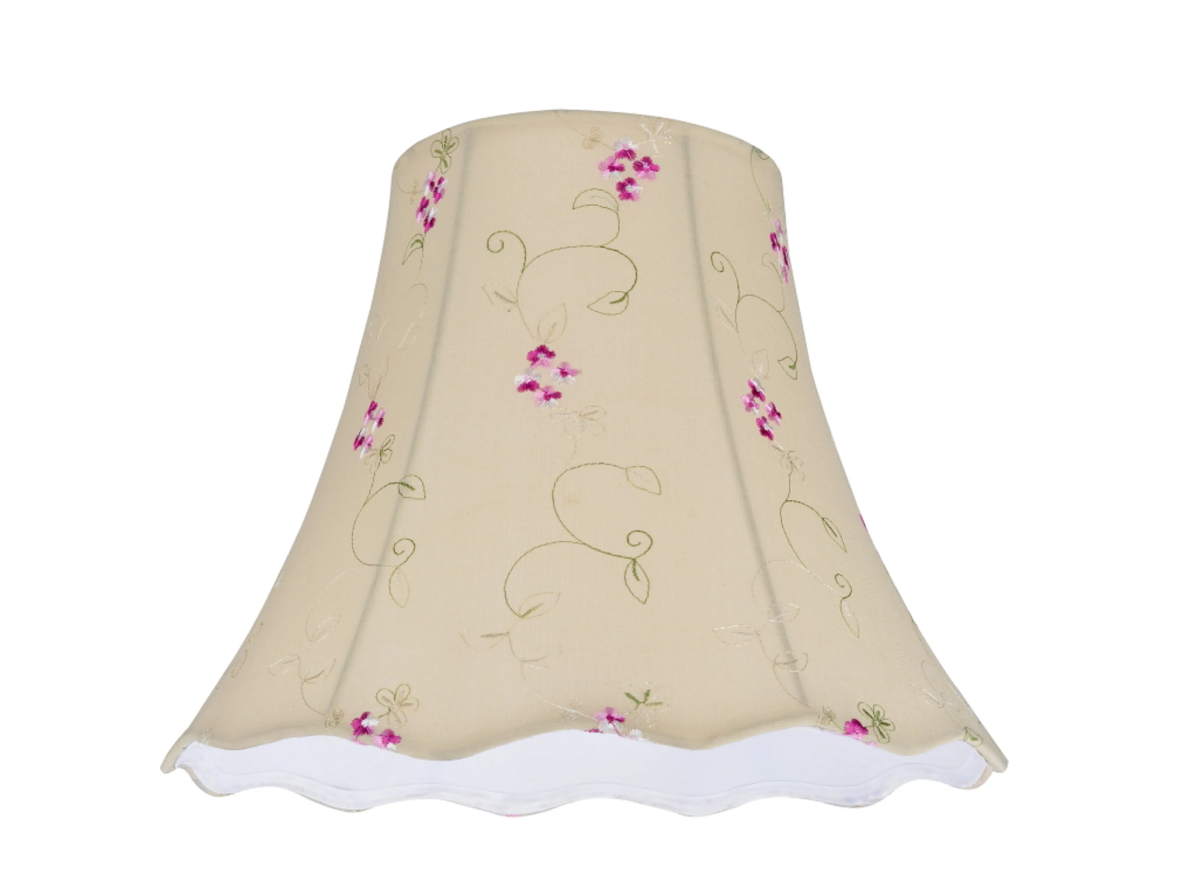 # 34036 Transitional Scallop Bell Shape Spider Construction Lamp Shade, Apricot & Floral Design, 14" wide (7" x 14" x 11 1/2")