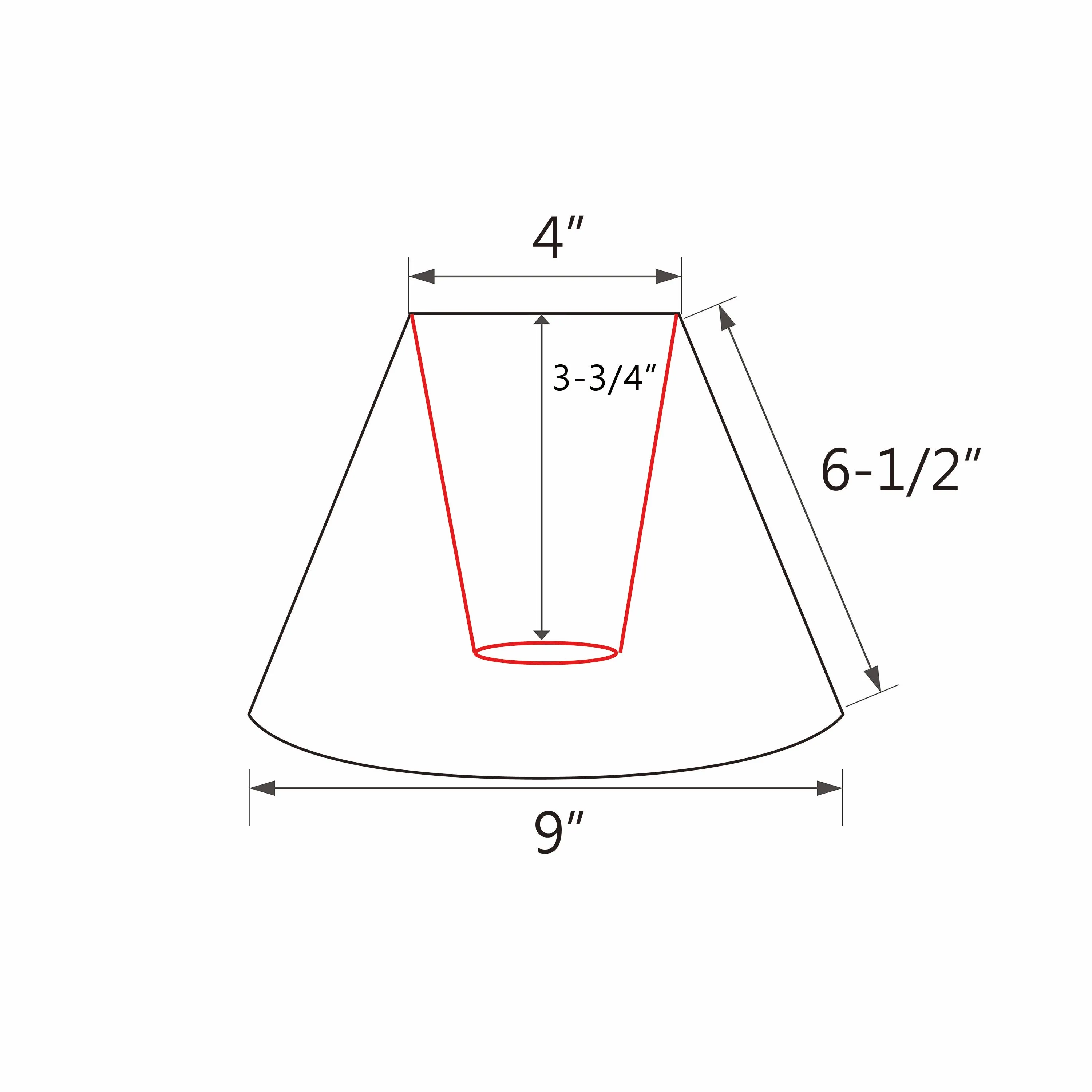 # 58729 Transitional Hardback Empire Shape UNO Construction Lamp Shade in Red, 9" Wide (4" x 9" x 6-1/2")