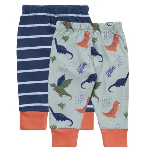 2-pack dinosaur/stripe pants: Size 3-6M