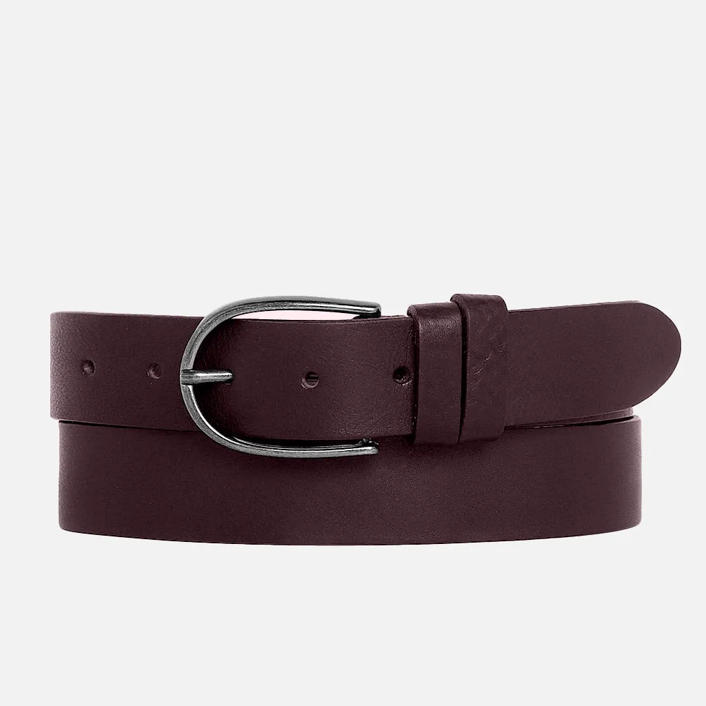 35018 Dieke | Classic Women's Leather Belt for Jeans | Silver Buckle
