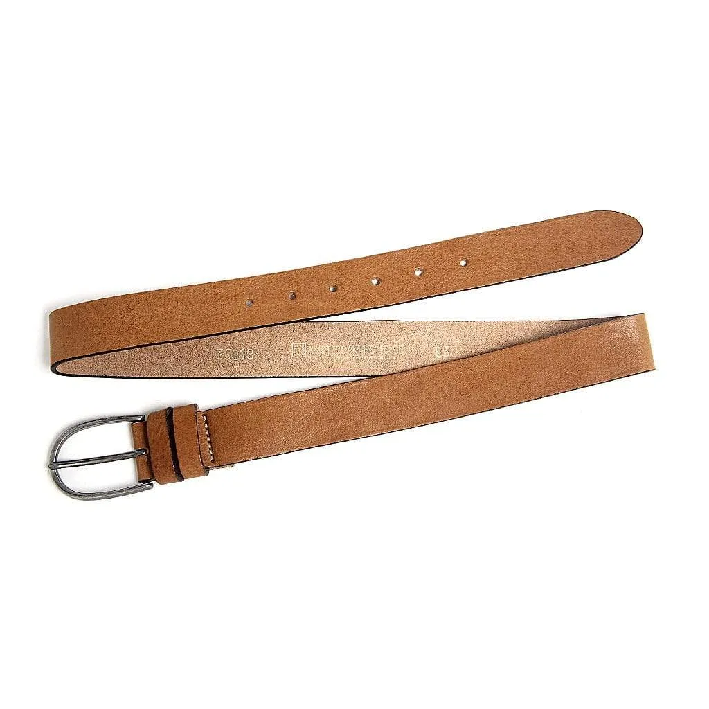 35018 Dieke | Classic Women's Leather Belt for Jeans | Silver Buckle