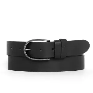 35018 Dieke | Classic Women's Leather Belt for Jeans | Silver Buckle