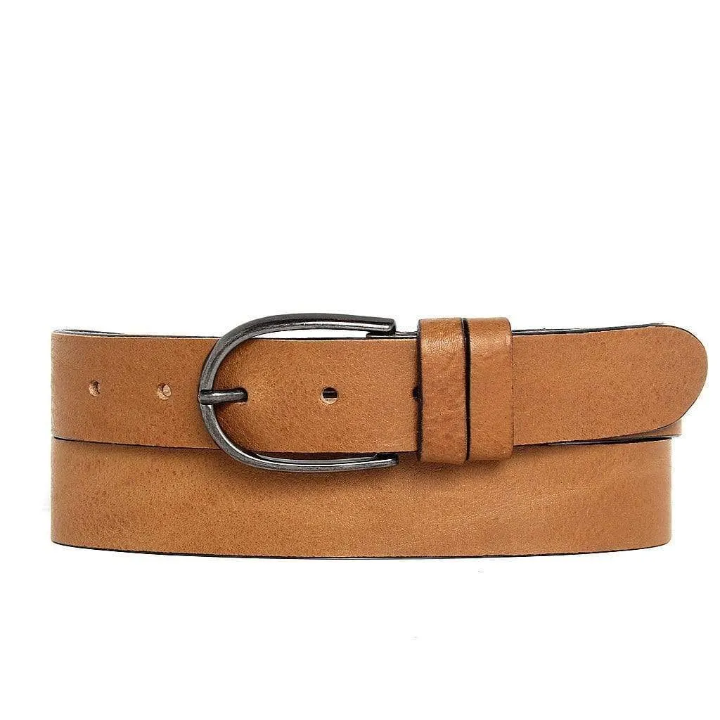 35018 Dieke | Classic Women's Leather Belt for Jeans | Silver Buckle