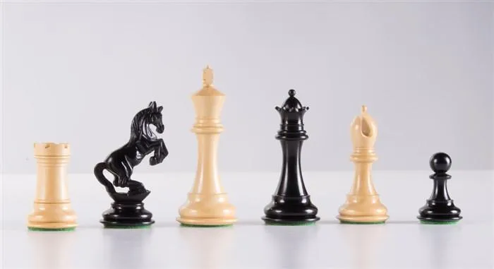 4" Alexander Staunton Ebony Wood Chess Pieces w/box