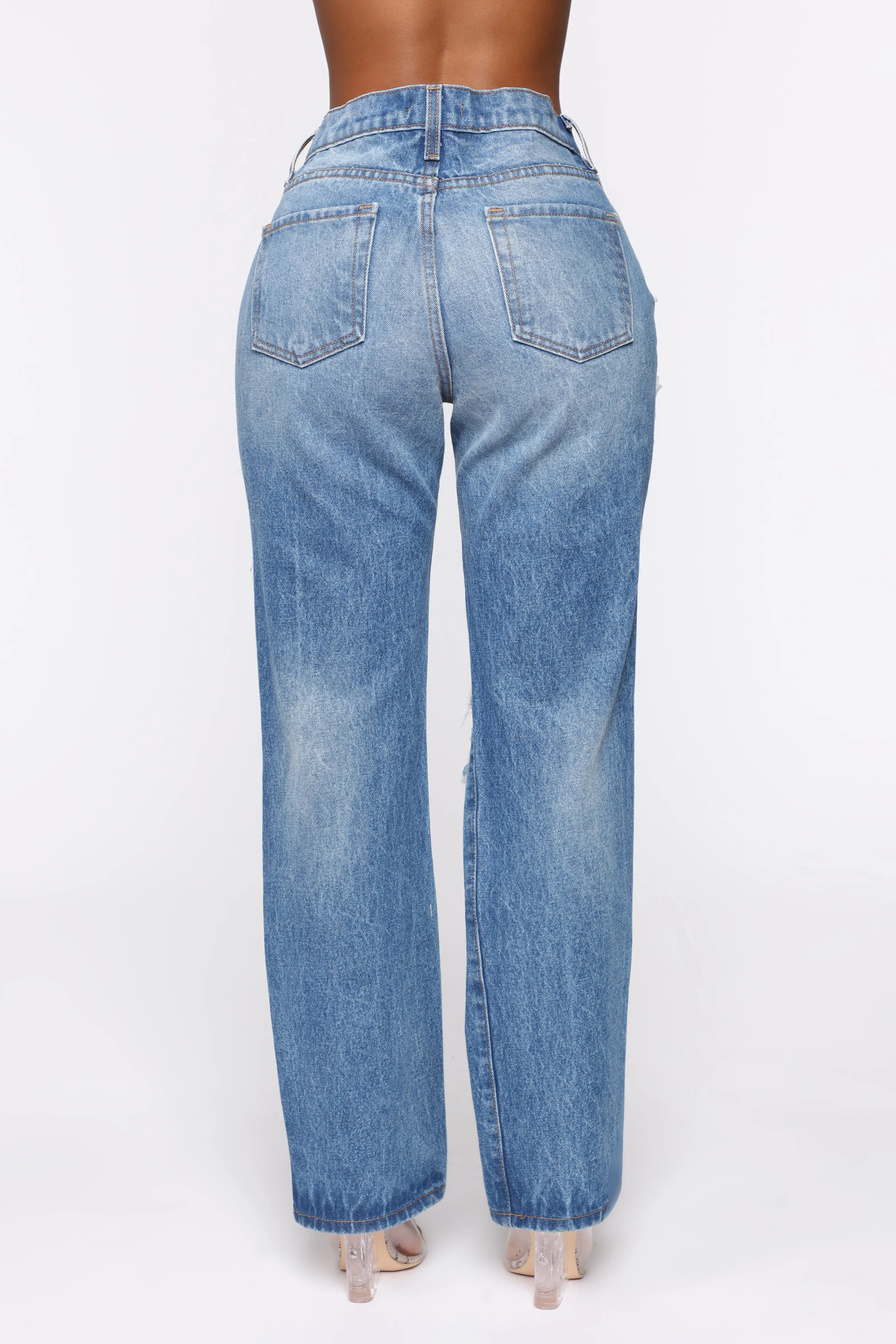 About That Time Distressed Boyfriend Jeans - Medium Wash