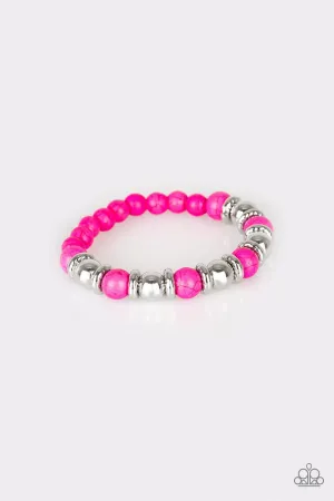 Across The Mesa Pink Stone Stretch Bracelet - Paparazzi Accessories