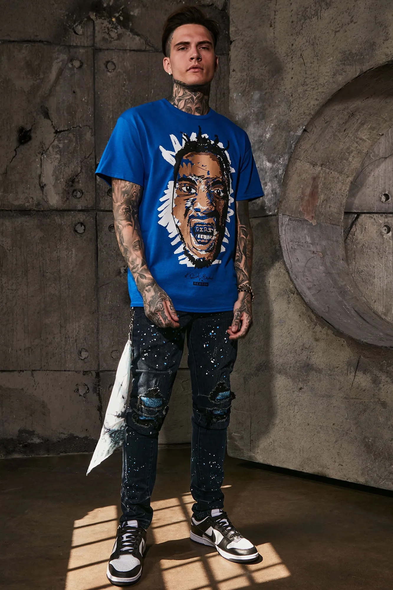Act Right Paint Splatter Skinny Jeans - Dark Wash