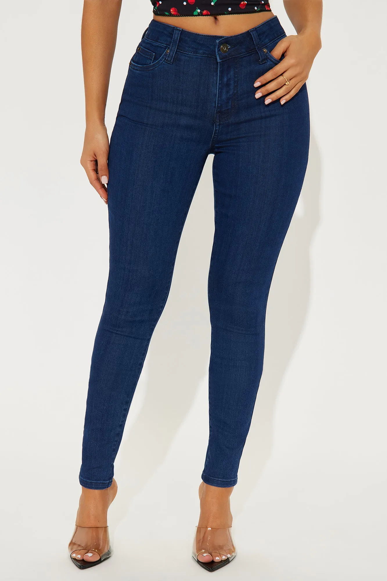 Adriana Mid Rise Skinny Jeans - Dark Wash