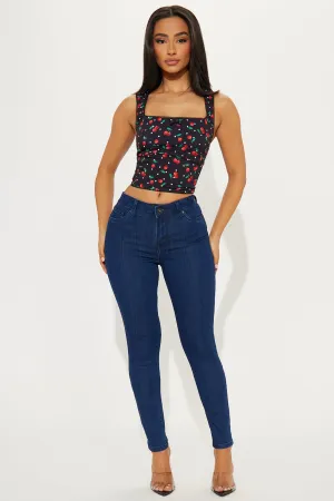 Adriana Mid Rise Skinny Jeans - Dark Wash