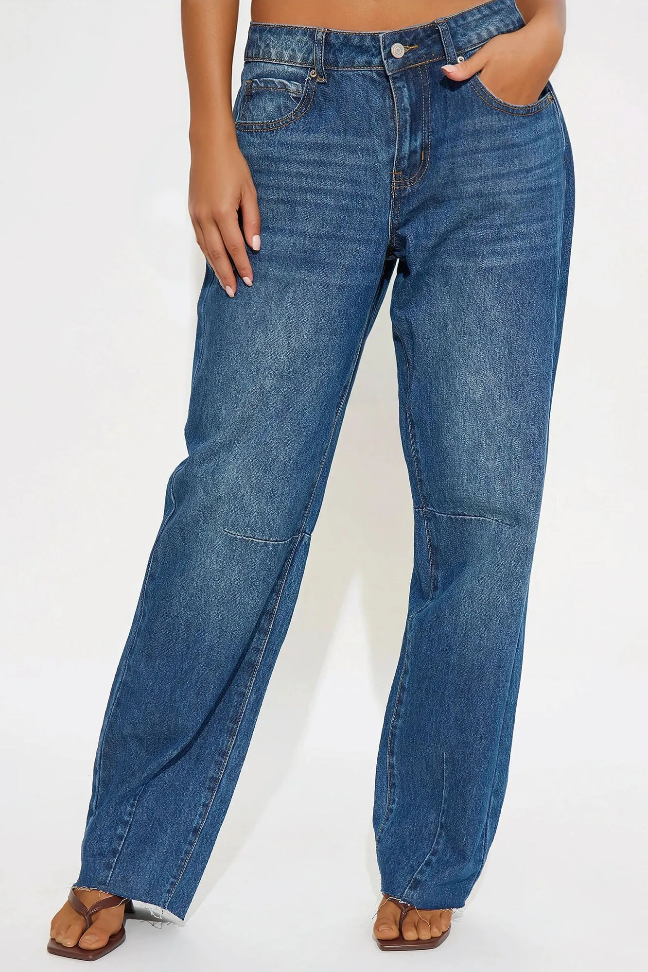 Against The Odds Barrel Leg Jeans - Dark Wash