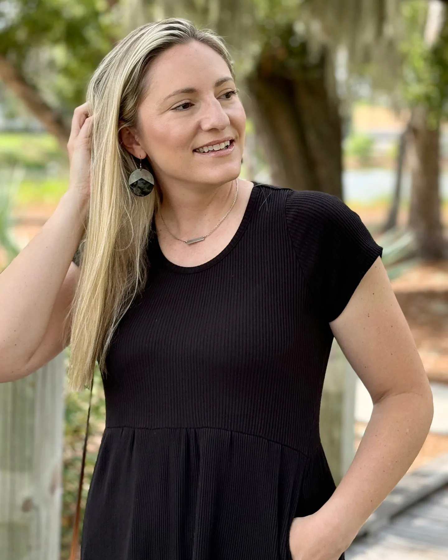 AMELIA rib knit dress in Black