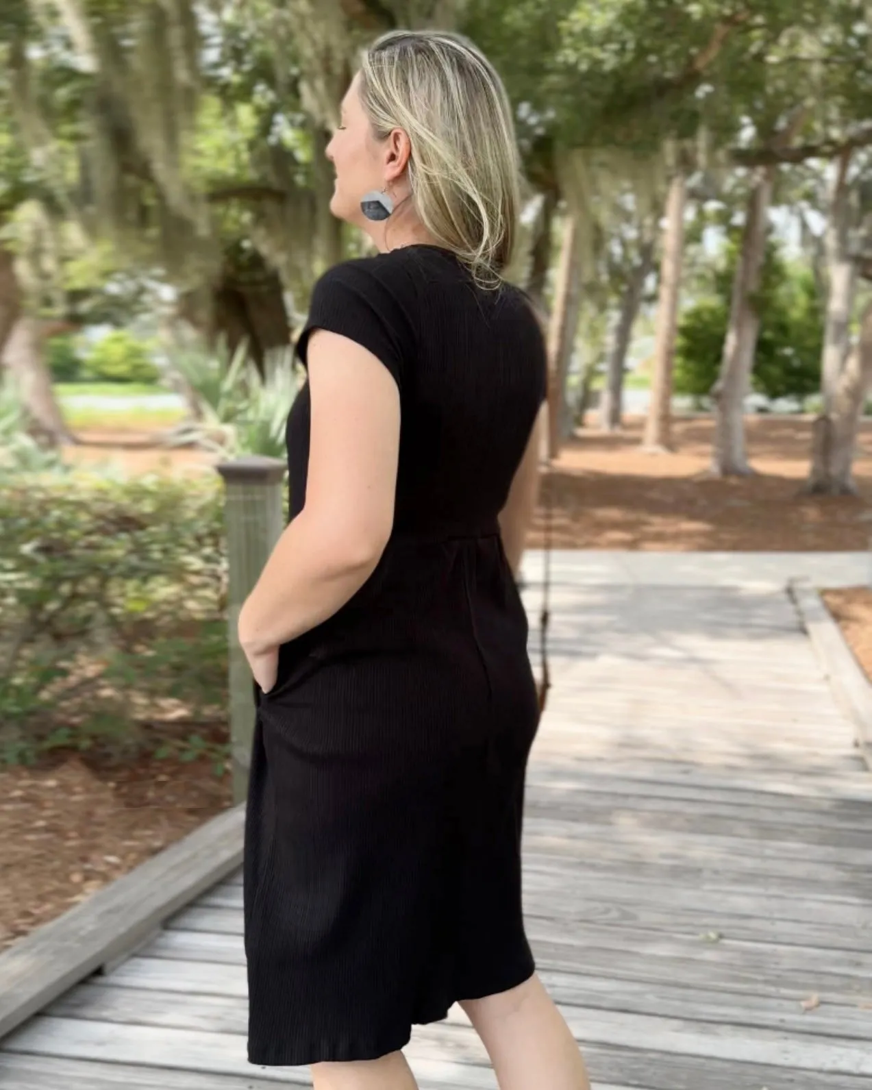 AMELIA rib knit dress in Black