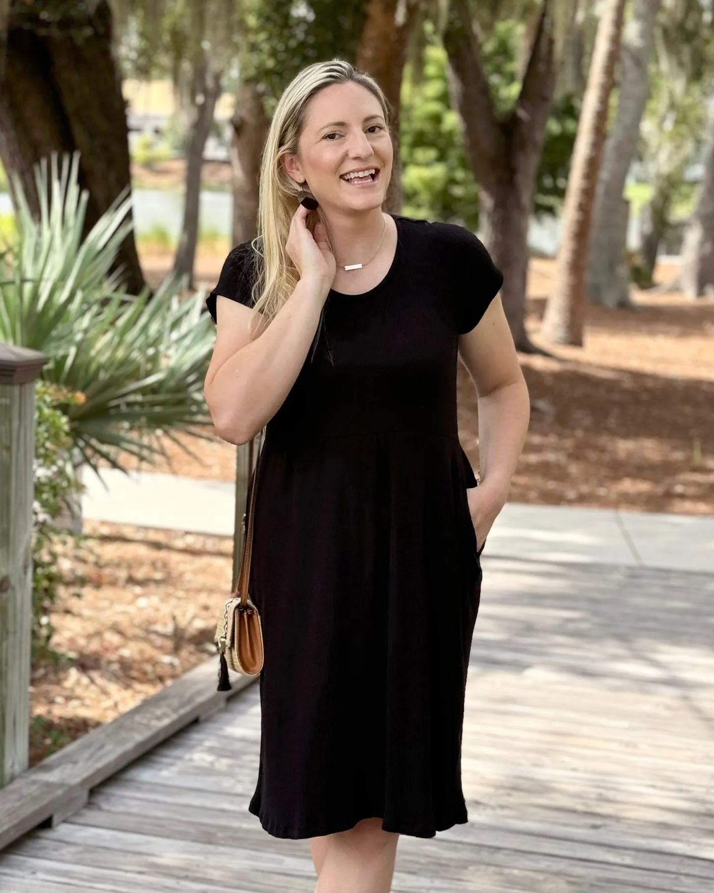 AMELIA rib knit dress in Black