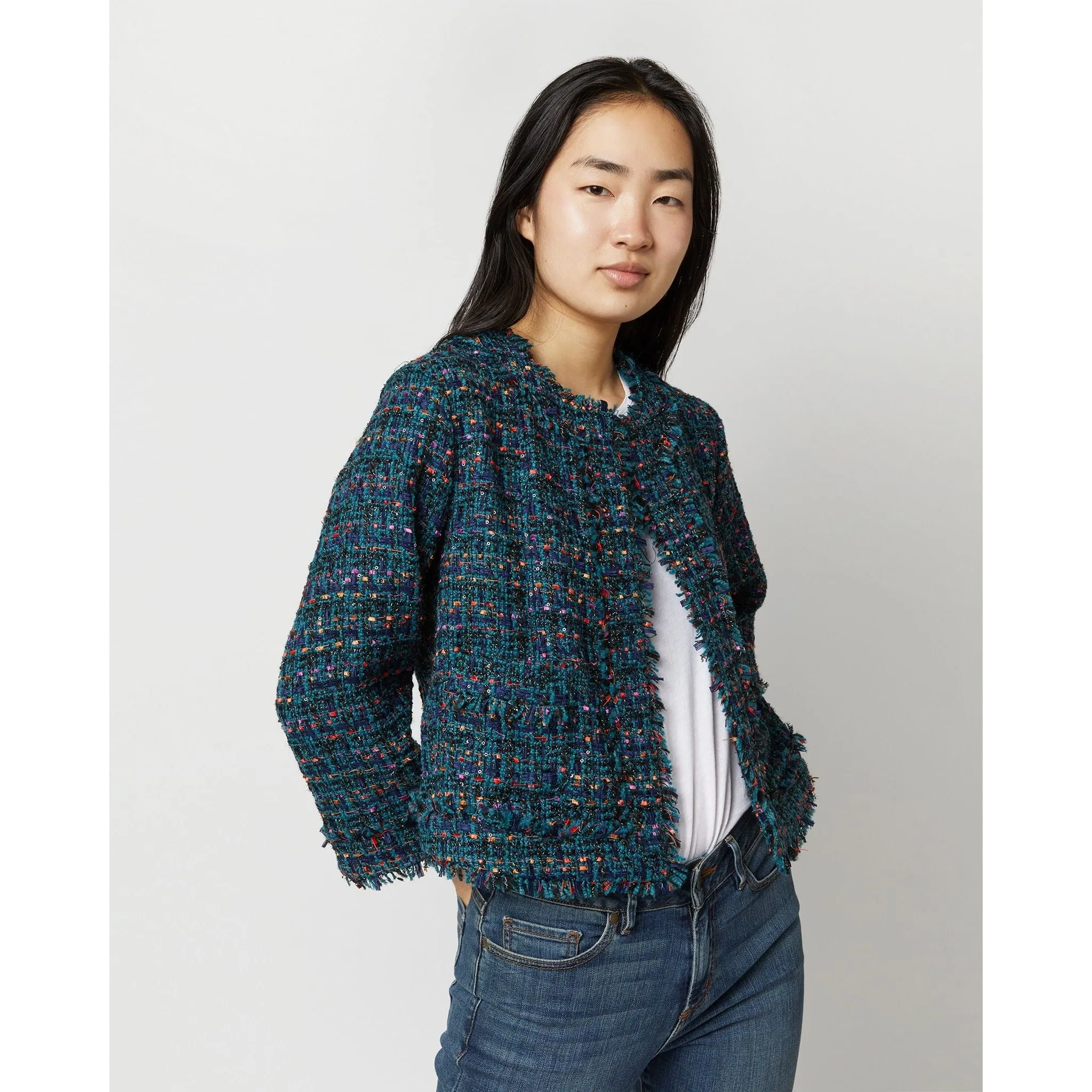 Ann Mashburn Chelsea Jacket Peacock Multi Tweed