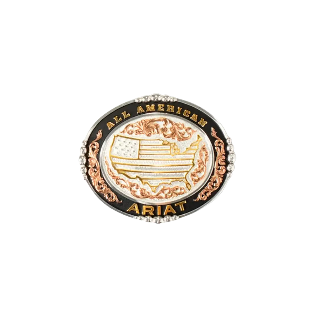 Ariat M&F Men's Oval All American USA Silver Belt Buckle