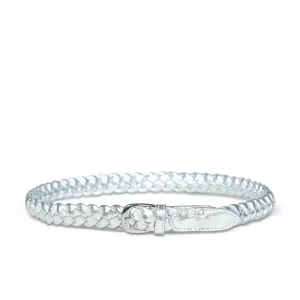 Bell & Fox Arya Woven Leather Belt in Silver Metallic
