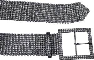 Black & Brown London Metallic Katie Crystal Silver Metal Belt 35mm One Size