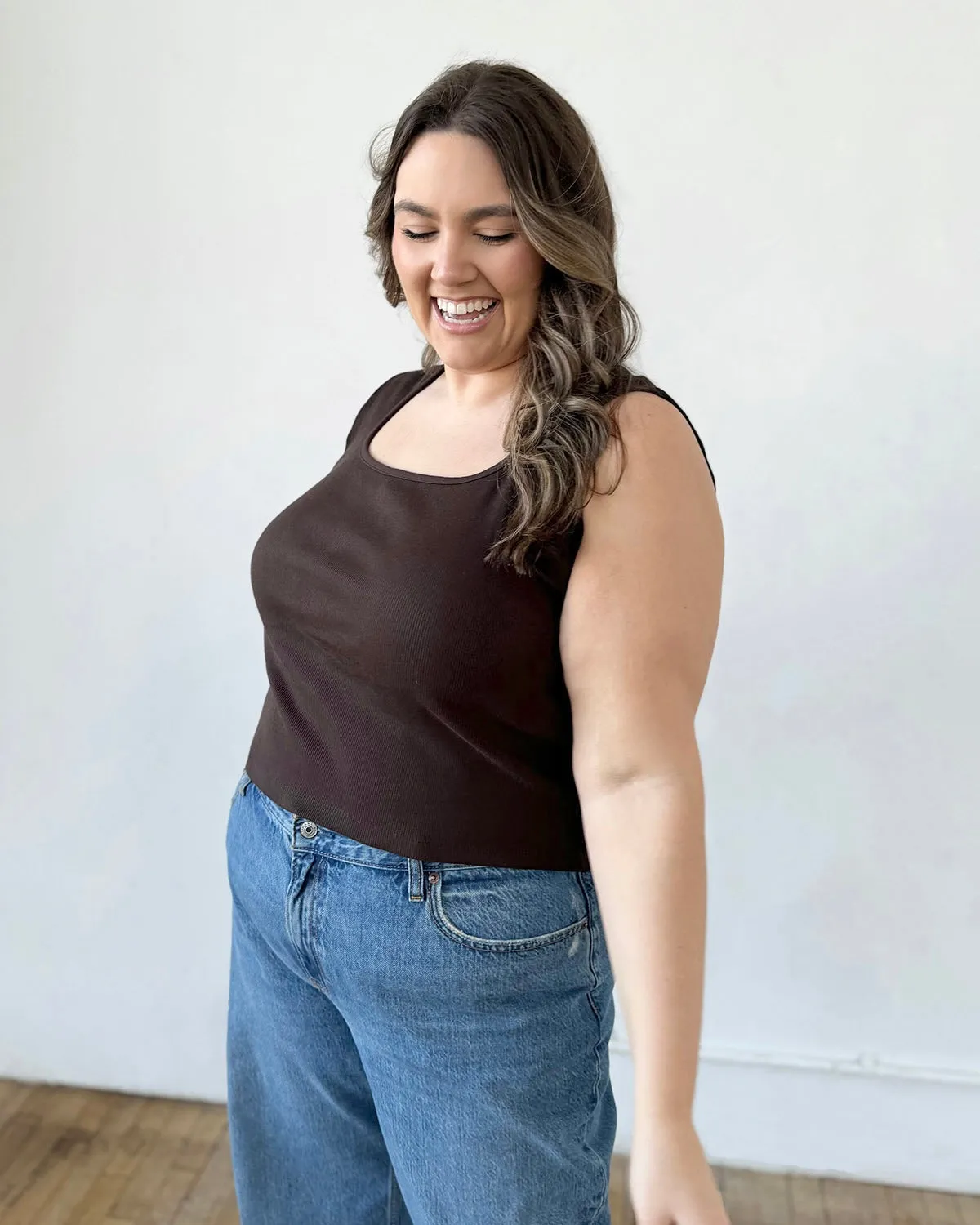 BRIDGETTE rib knit tank in Chocolate Torte