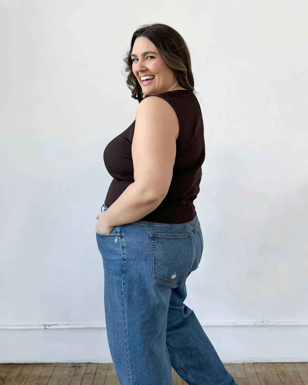BRIDGETTE rib knit tank in Chocolate Torte