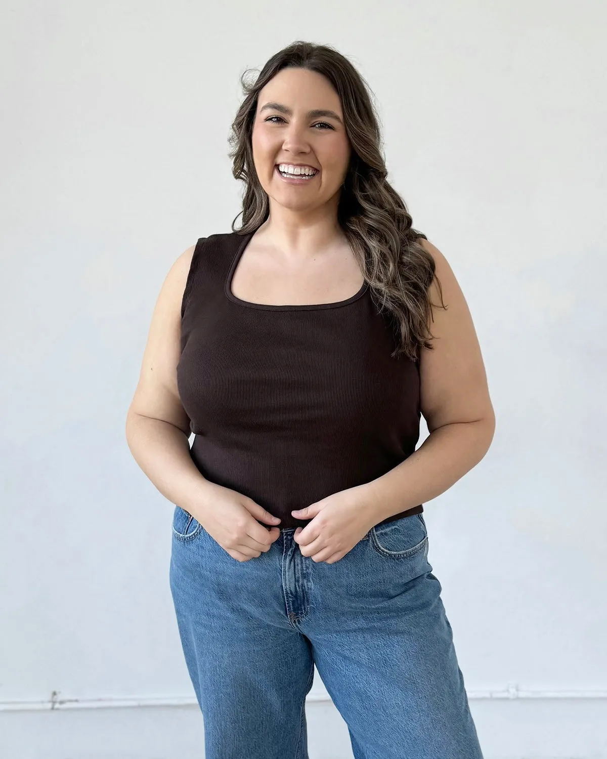 BRIDGETTE rib knit tank in Chocolate Torte