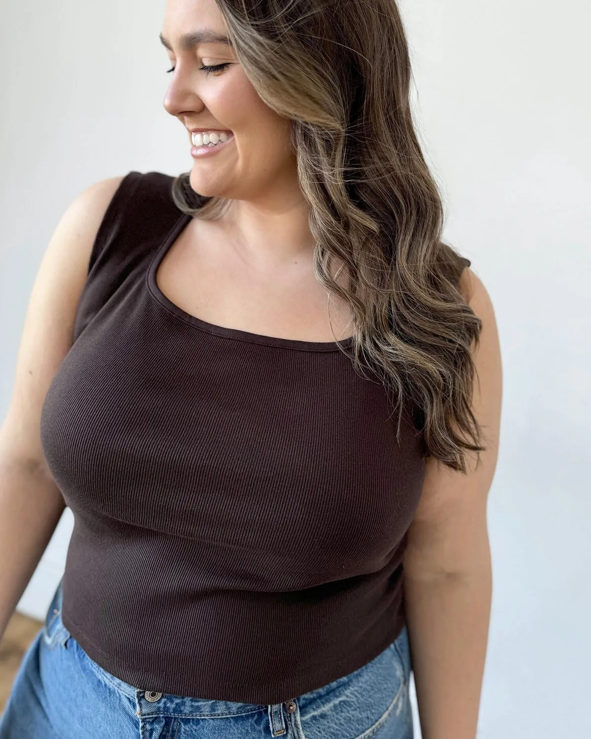 BRIDGETTE rib knit tank in Chocolate Torte