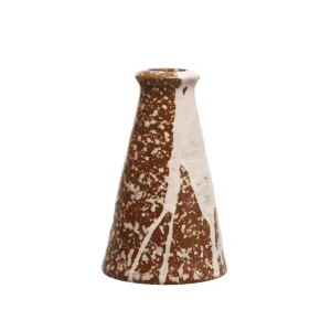 Brown Splattered Taper Candle Holder