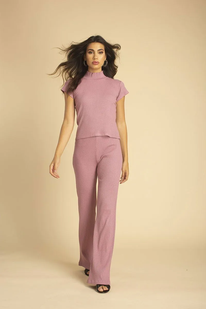Cassis Mock Neck Cap Sleeve
