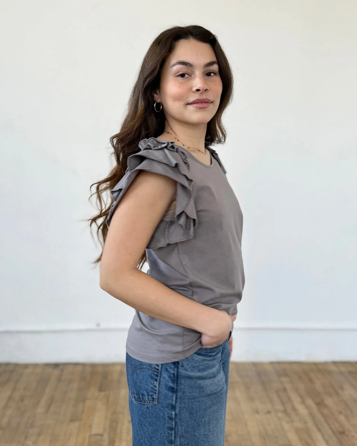 CATANIA top in Circular Grey