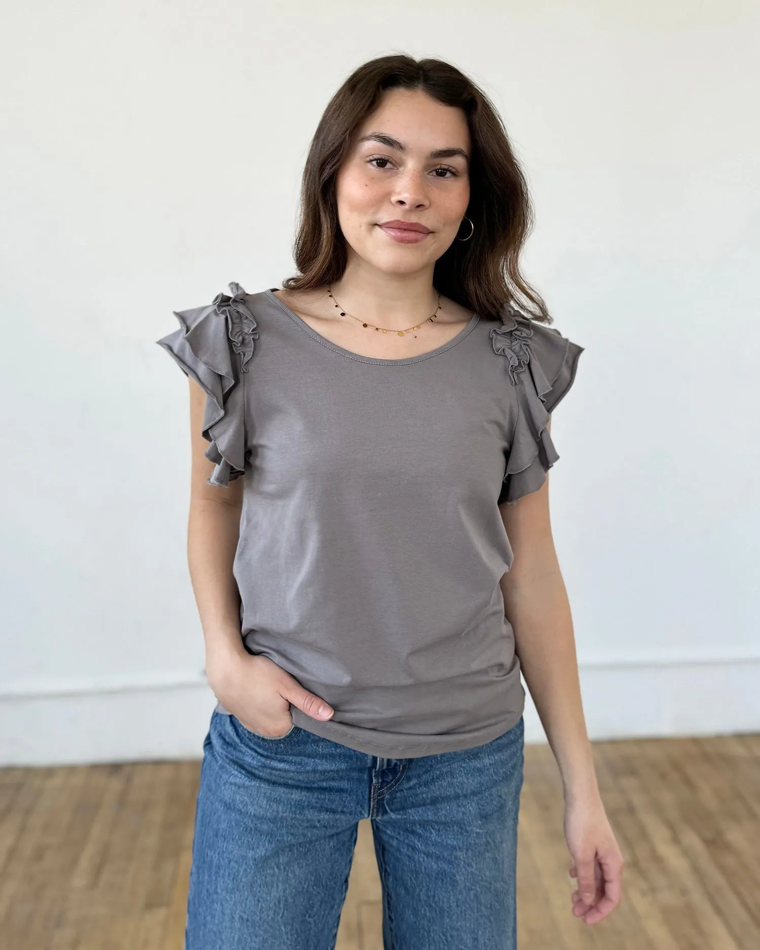 CATANIA top in Circular Grey