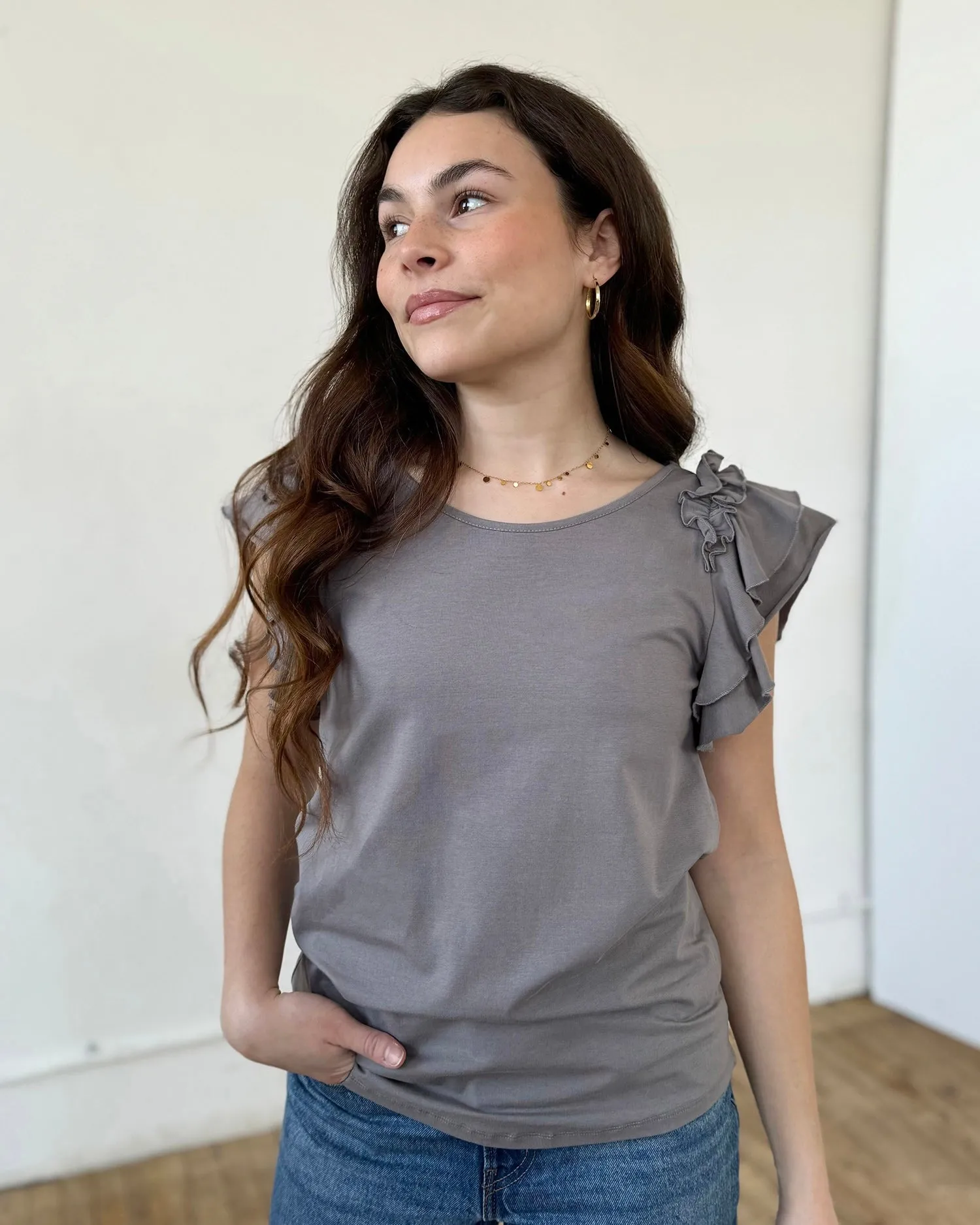 CATANIA top in Circular Grey