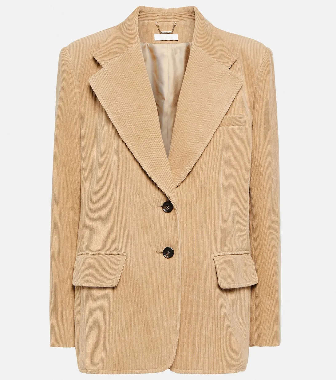 CHLOÉ Cotton Corduroy Single Breasted Blazer, Beige