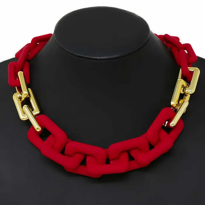Chunky Acetate Link Short Necklace