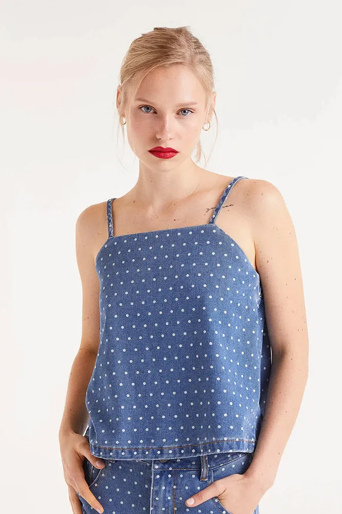 Compania Fantastica Polka Dot Strap Top