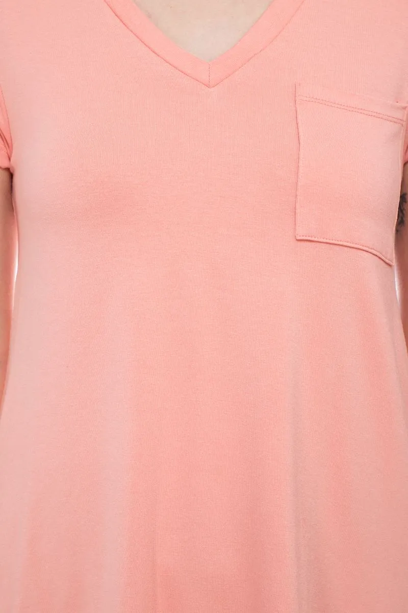 Cupio V-neck short sleeve solid crepe top