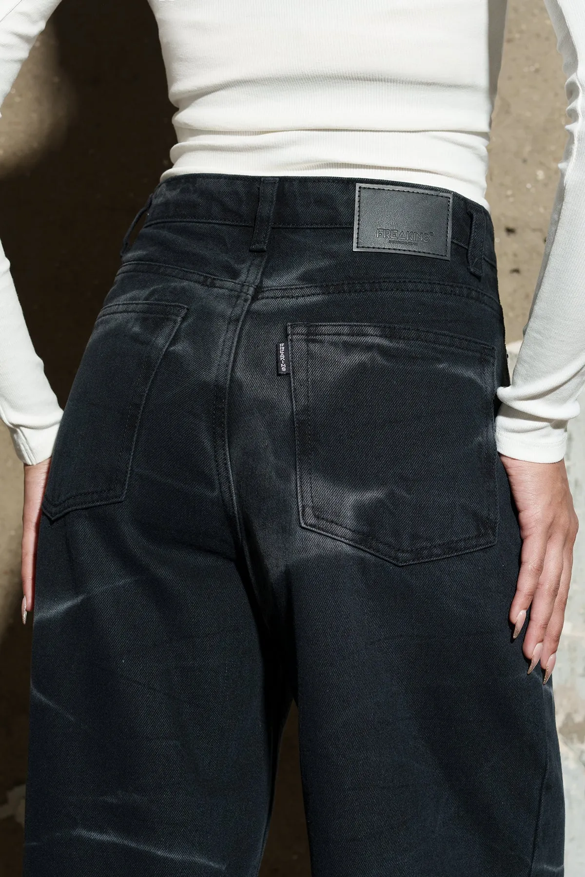 Dark Fury Crackle Wide Jeans