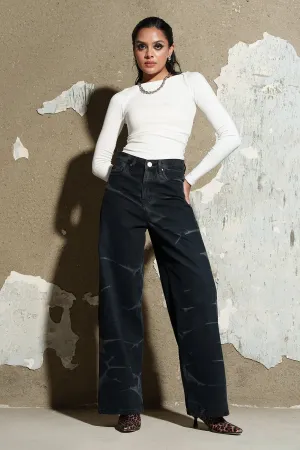 Dark Fury Crackle Wide Jeans