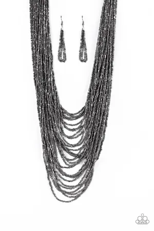 Dauntless Dazzle Gunmetal Black Seed Bead Necklace - Paparazzi Accessories
