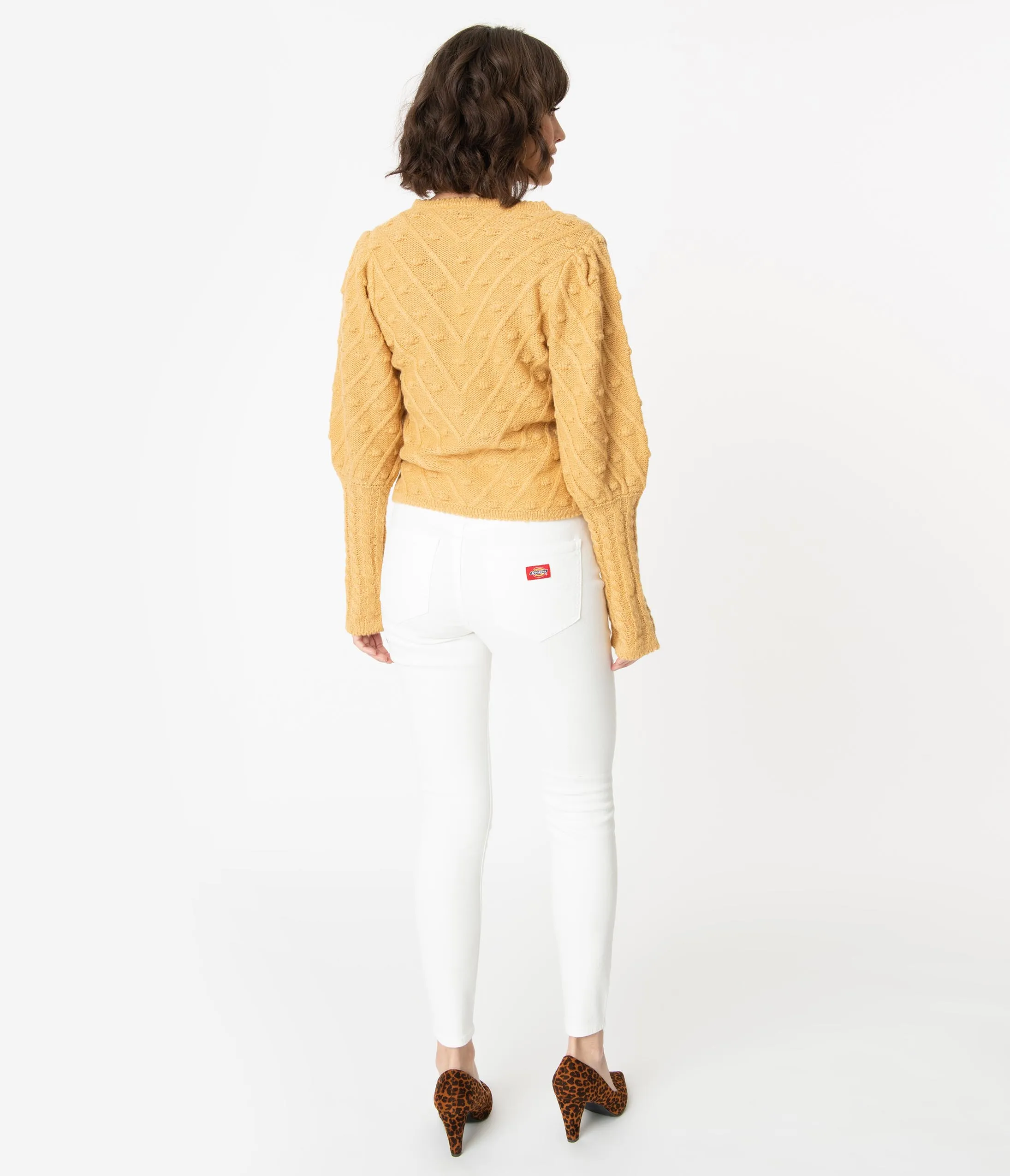 Dickies White Denim High Waist Button Up Skinny Jeans