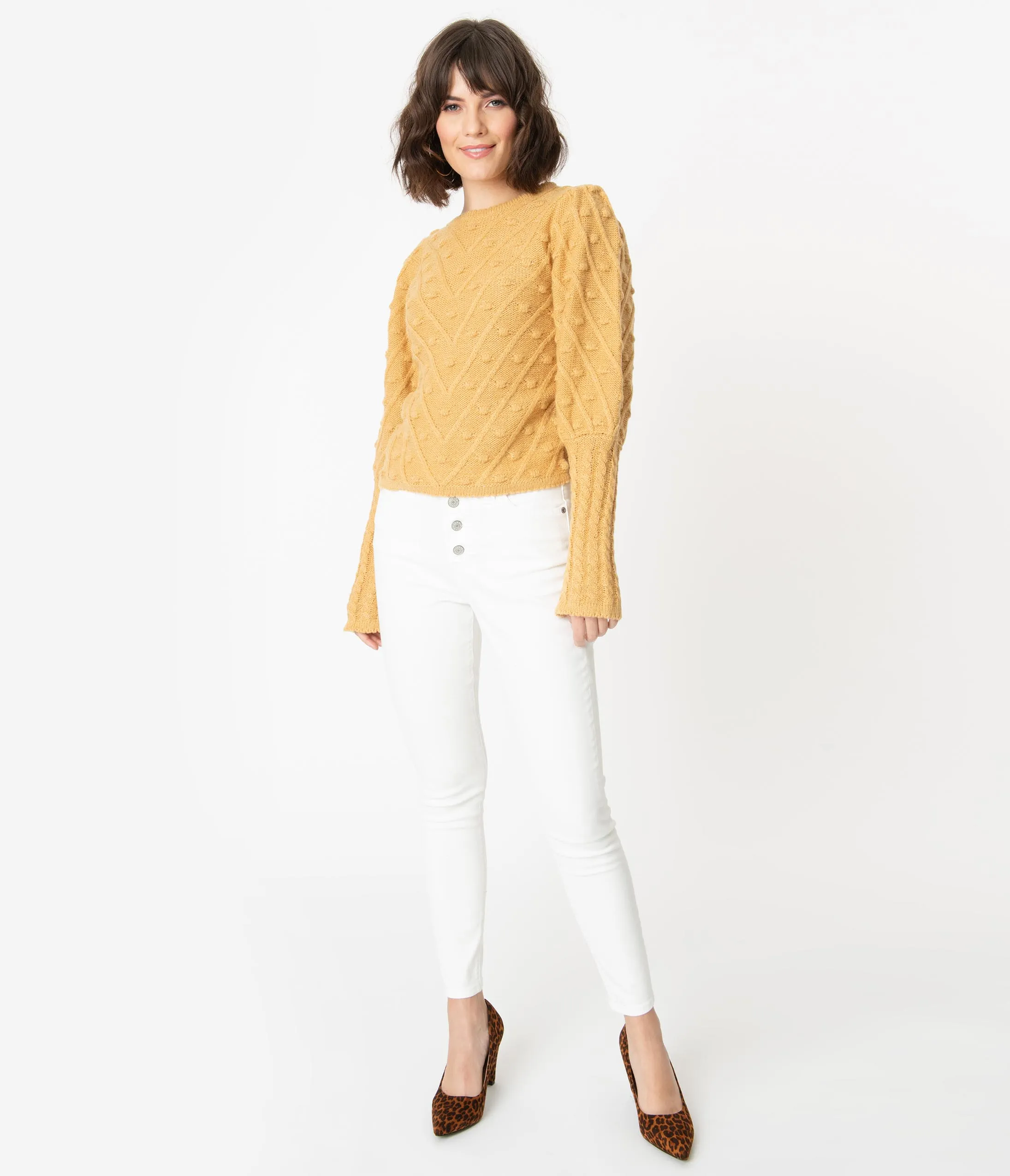 Dickies White Denim High Waist Button Up Skinny Jeans
