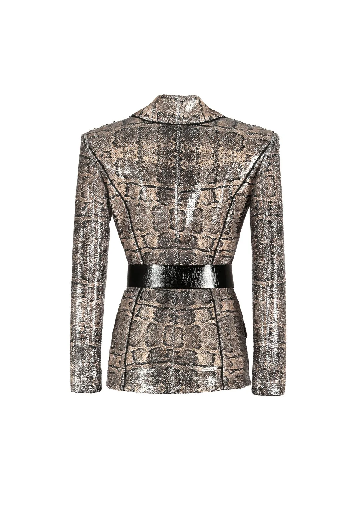 Embroidered snakeskin blazer