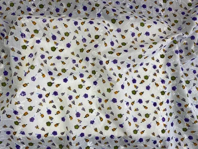 Embroidery Anglais - Purple/Olive Small Floral