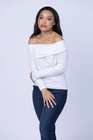 Enza Costa Cashmere One-Shoulder Top in White