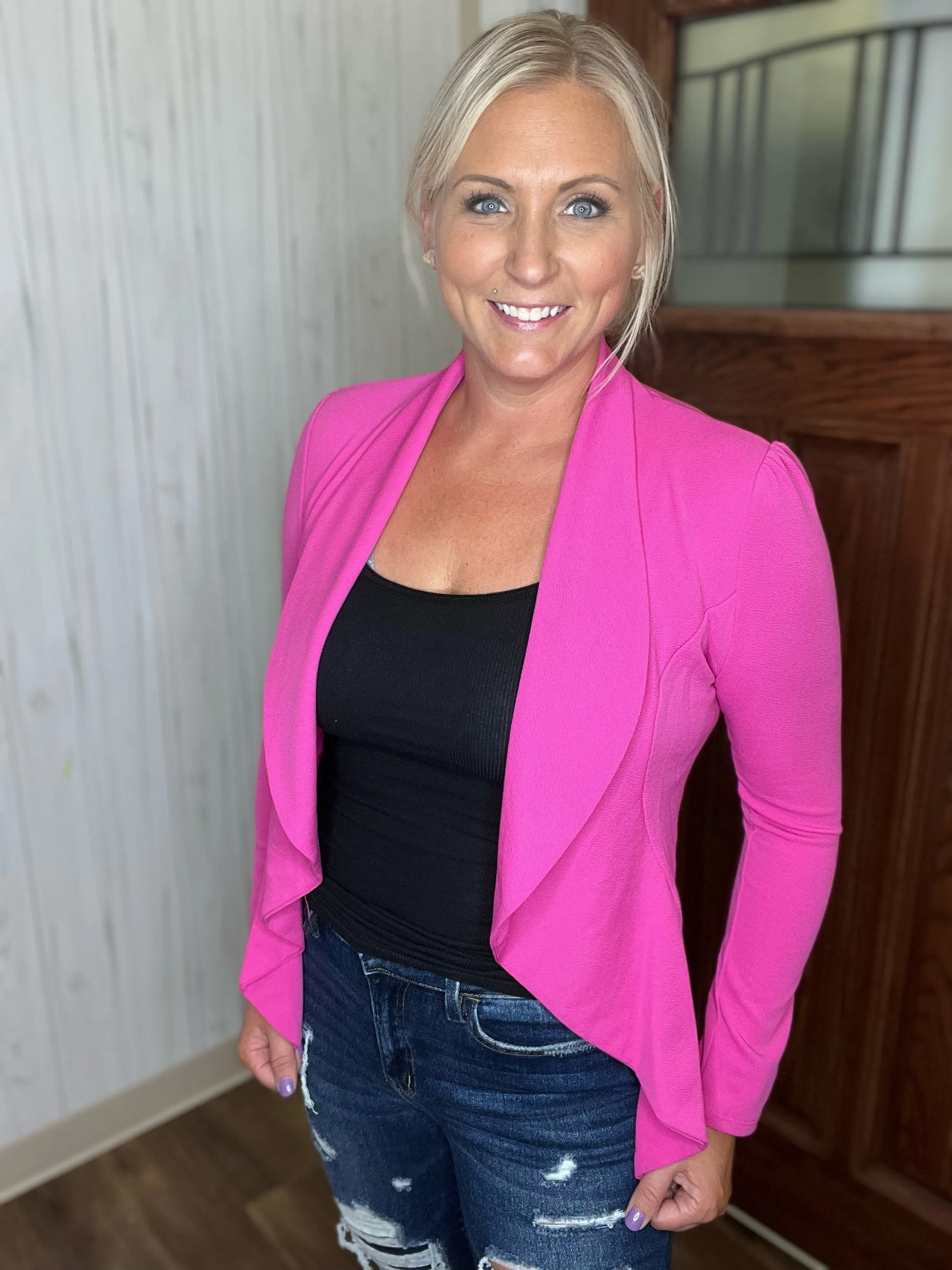 Feel Like This Blazer In Hot Pink