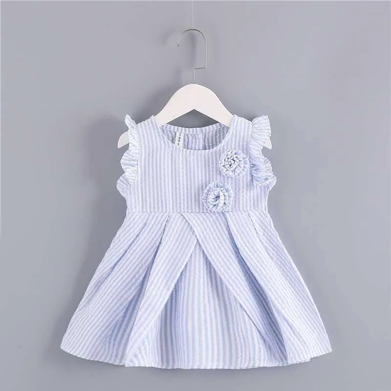 Girls Seersucker Striped Cotton Dress