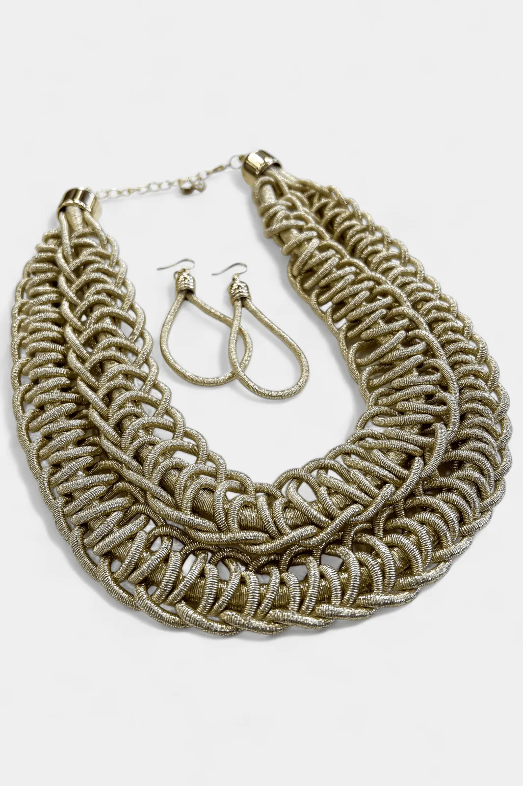 Gold Braided Rope Necklace Set